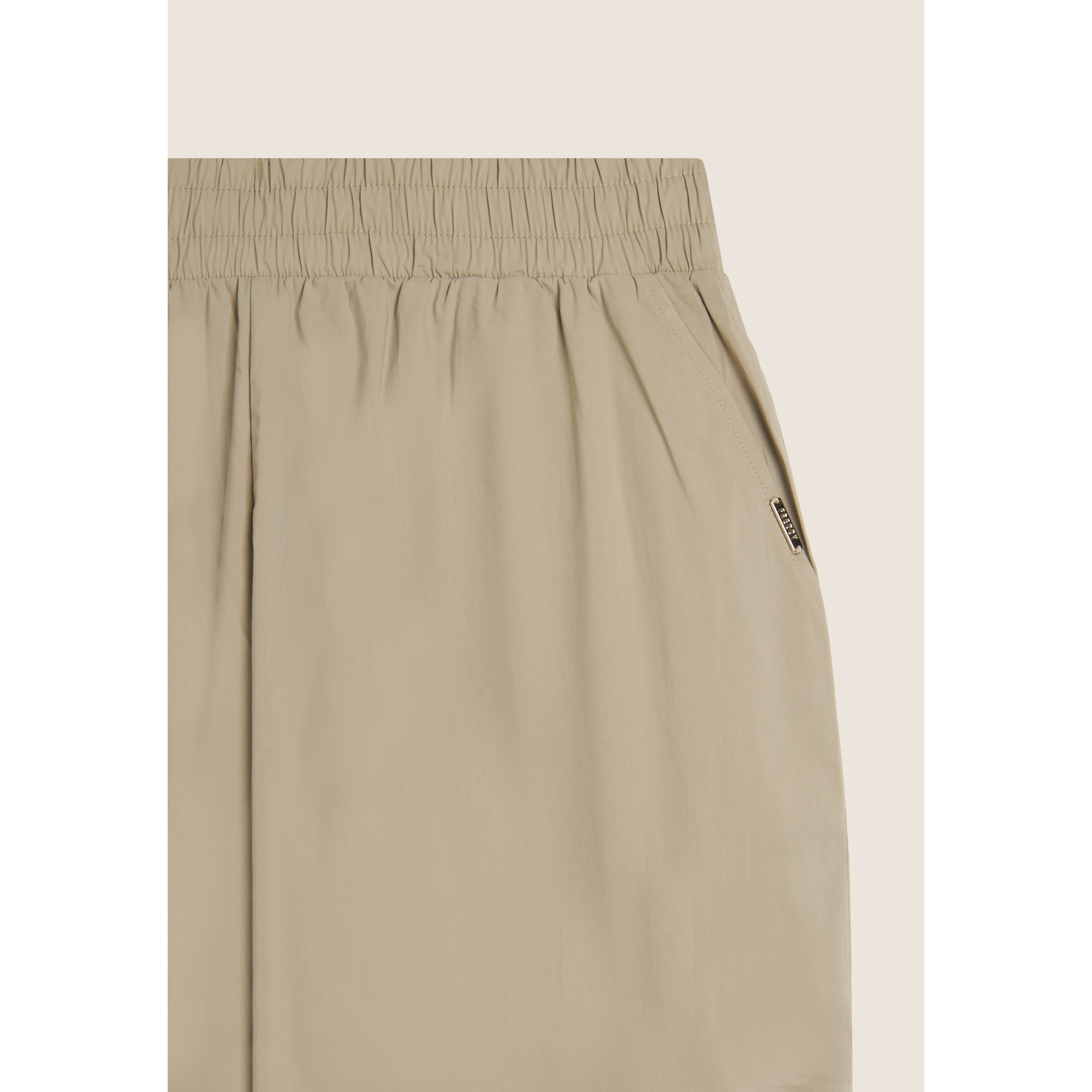 Pantaloni Cropped Fit a Carota in Popeline elasticizzato