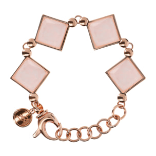 Bracciale con Pietre Naturali a Rombo in Quarzo Rosa