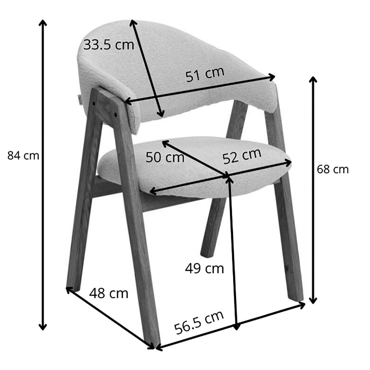 Chaise avec accoudoirs Julius crème Kare Design