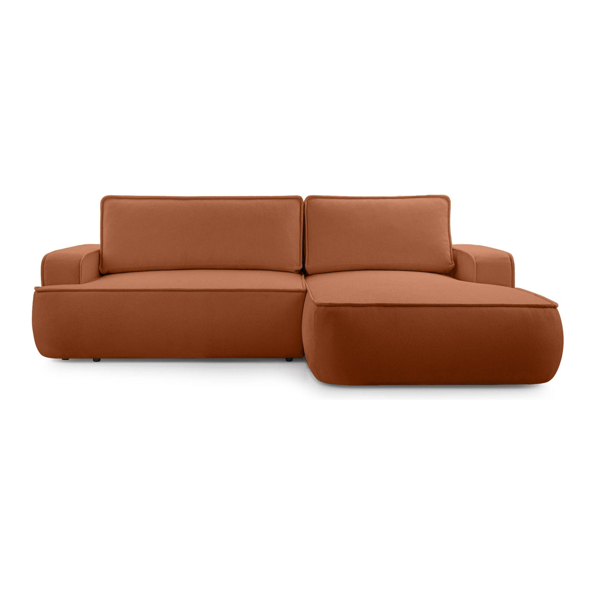 Nessino - canapé d'angle droit 4 places - convertible avec coffre - en tissu texturé - Terracotta