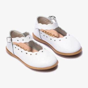 Ballerine bianche con fibbia per neonati