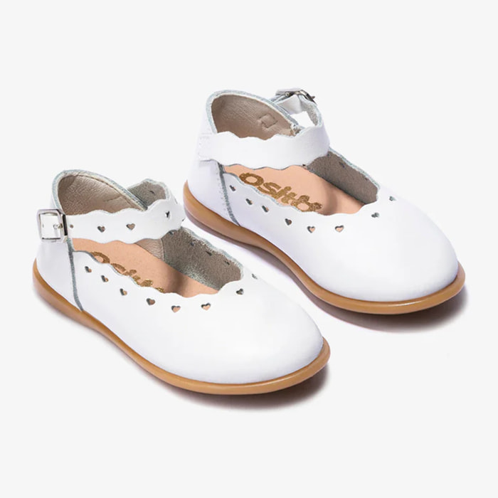 Ballerine bianche con fibbia per neonati