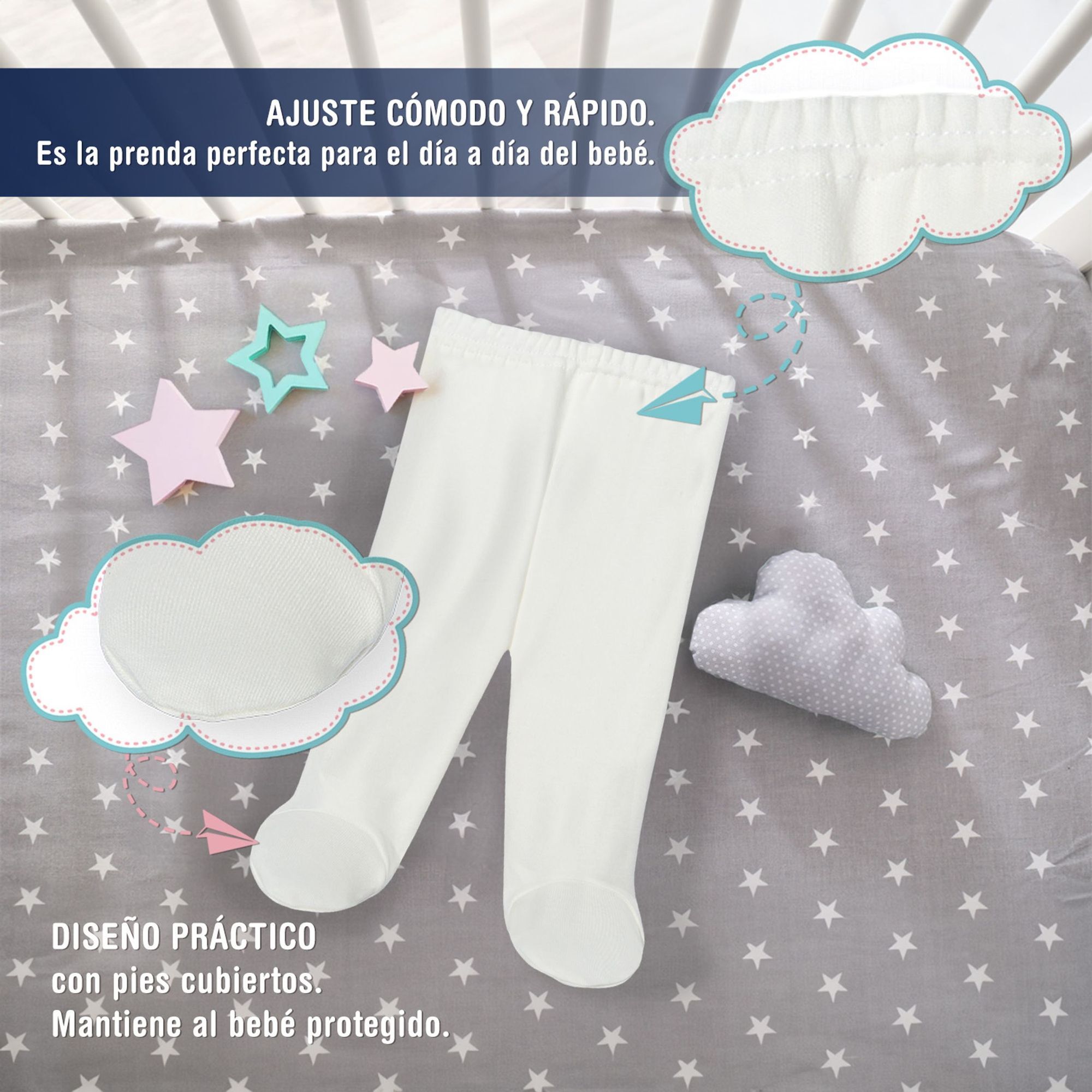 Polaina bebé algodón con pies invierno