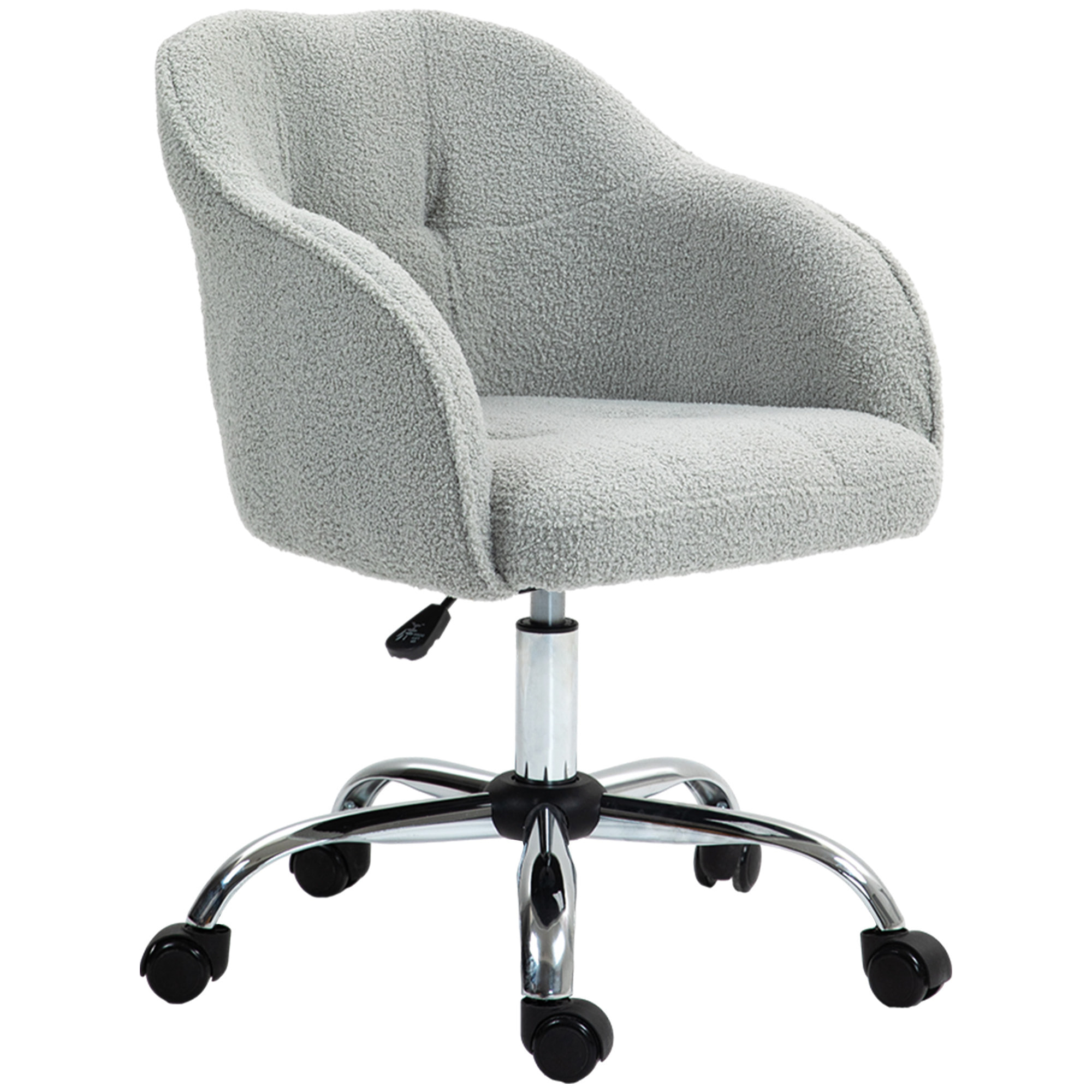 Chaise de bureau tissu bouclette design hauteur réglable pivotante piètement acier gris