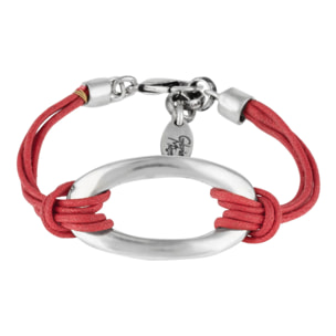 Pulsera en cordón rojo y eslabón plata chapado