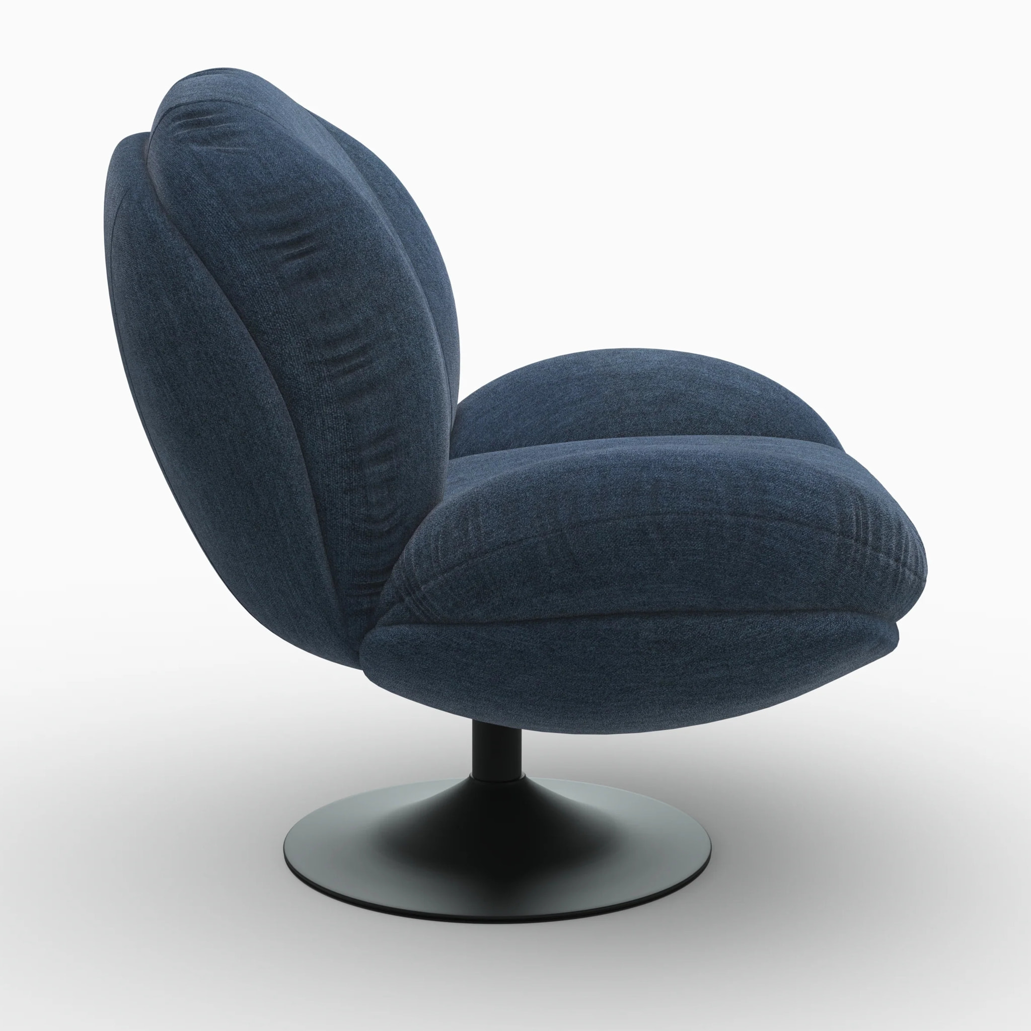 Fauteuil pivotant en tissu effet velours bleu nuit - Ricci