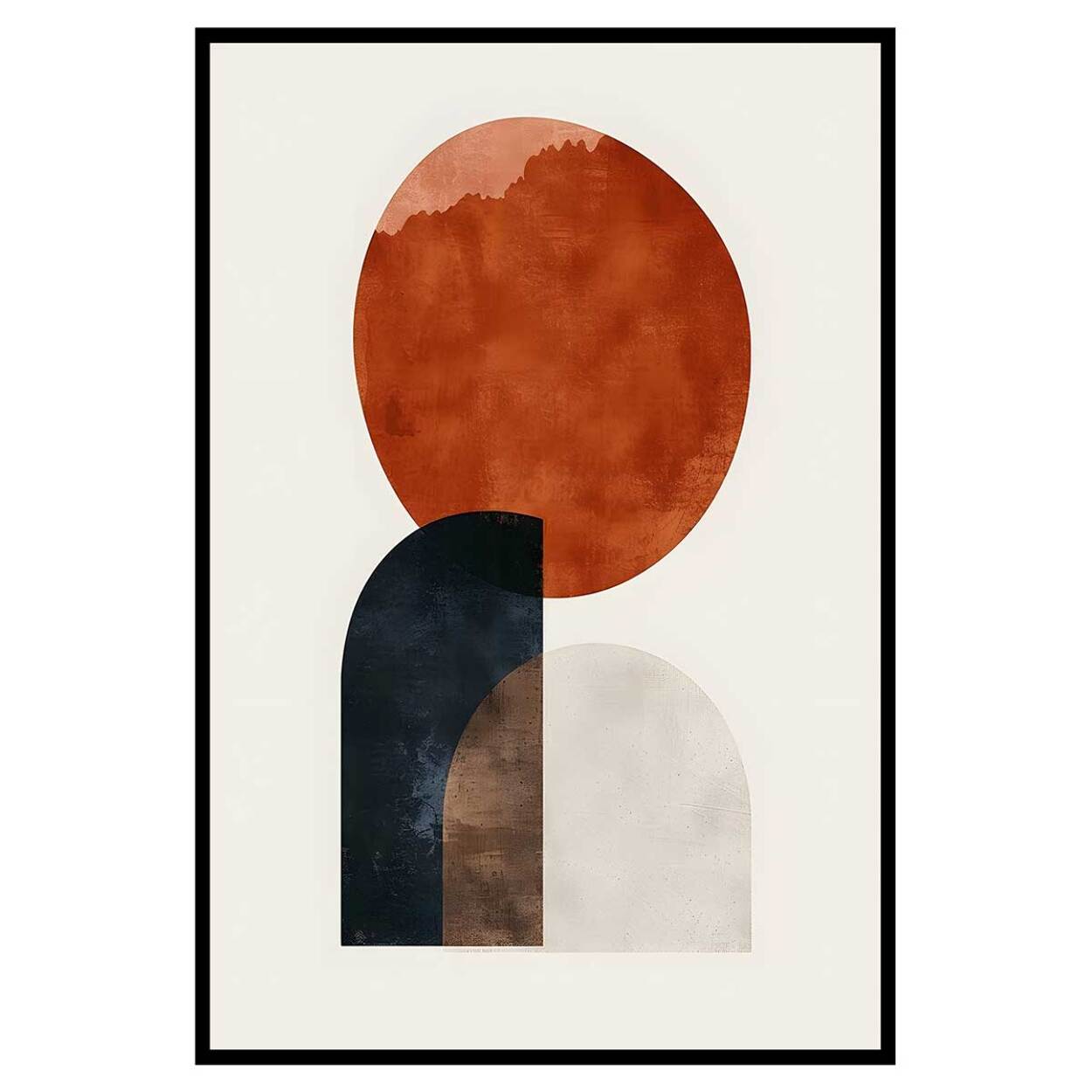 Affiche encadrée formes abstraites terracotta Affiche + cadre en métal - Noir