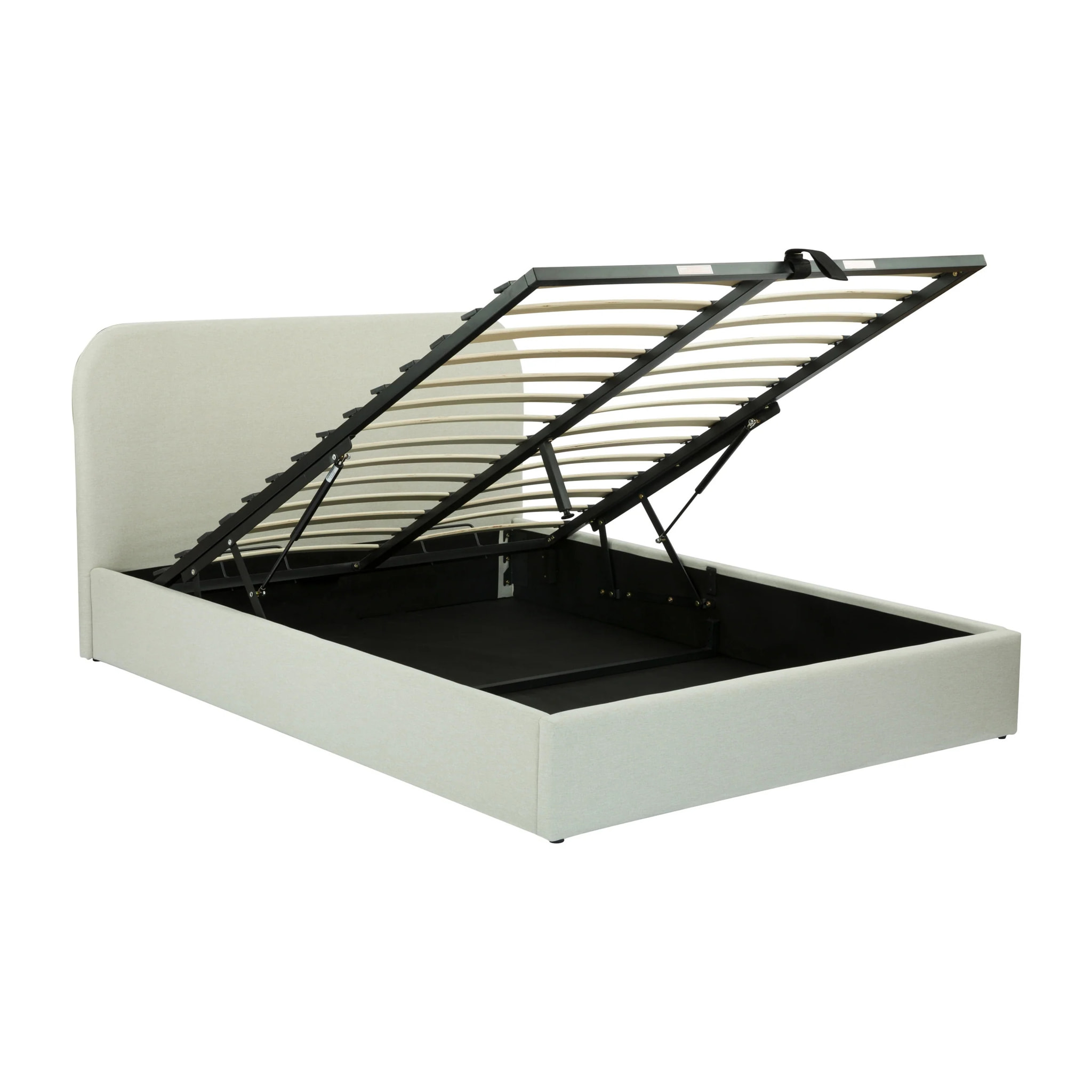 Lit double avec coffre 140x190 cm en tissu gris/beige - Tilly