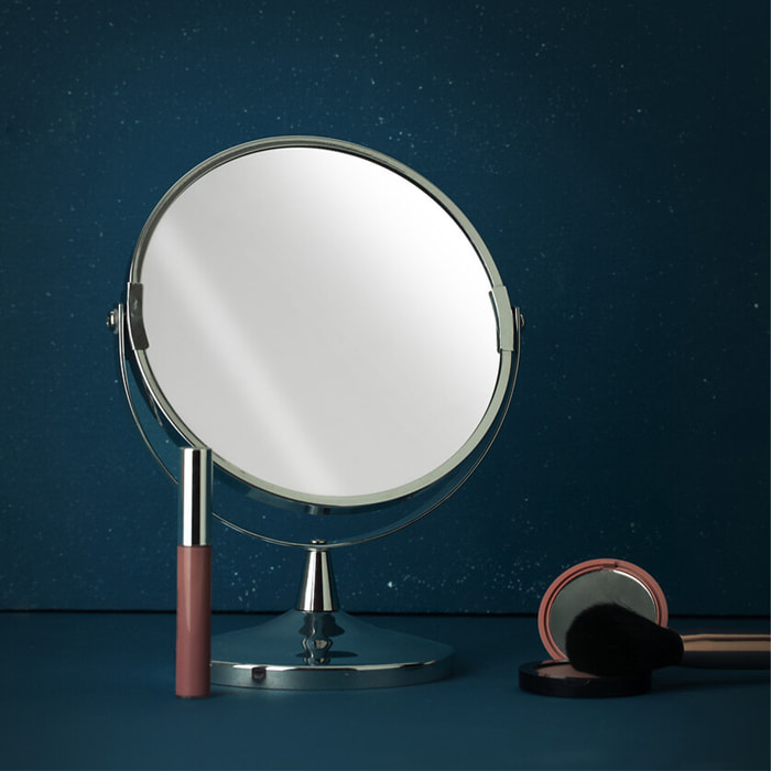 Miroir rond avec pied métal D17cm