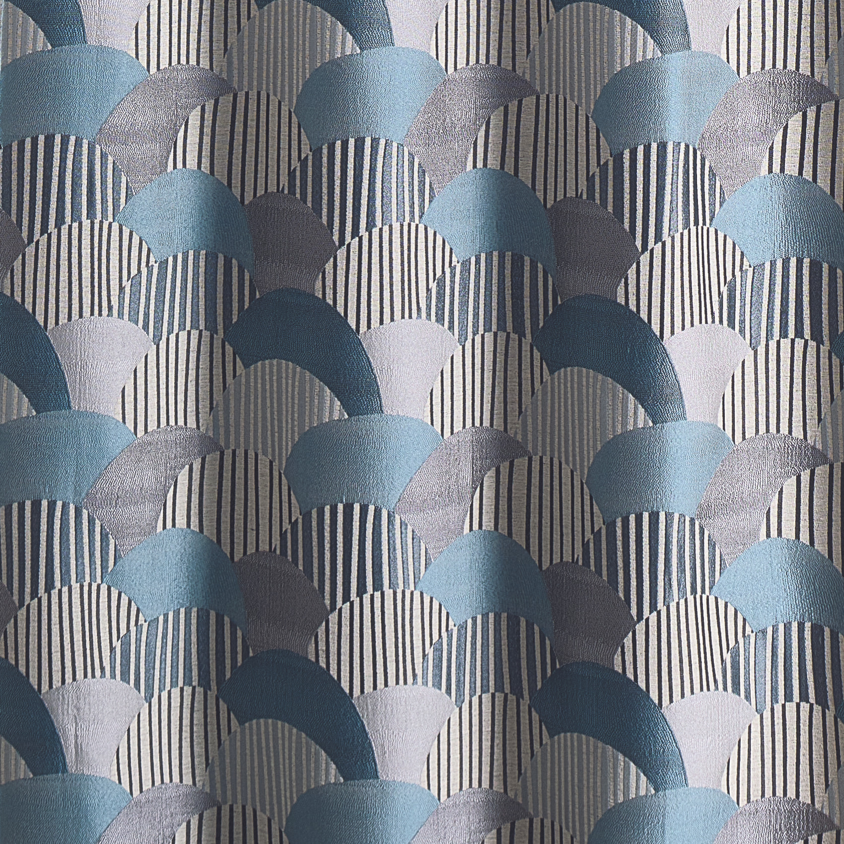 Rideau d'ameublement à jacquard arrondi - Bleu