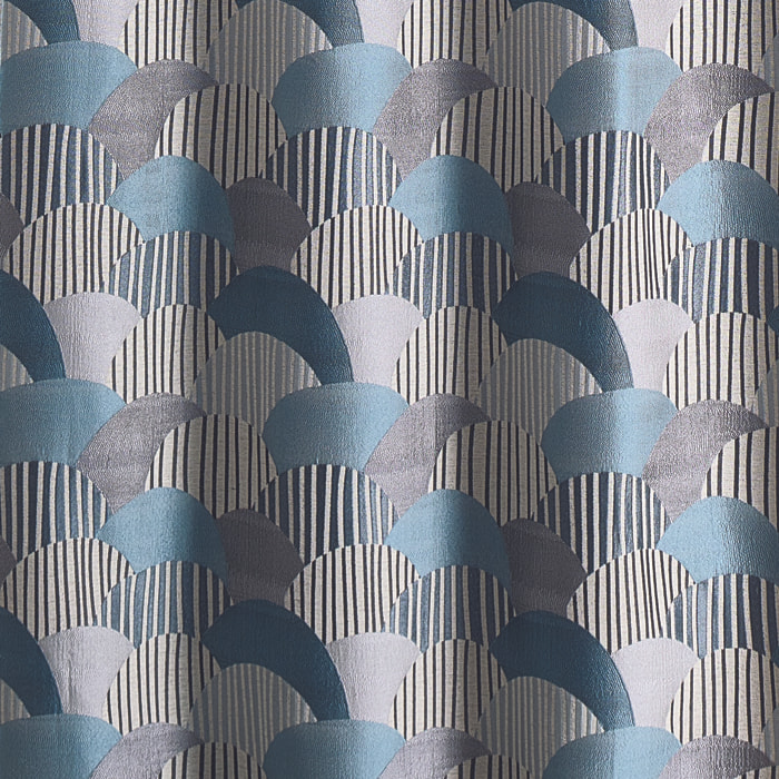 Rideau d'ameublement à jacquard arrondi - Bleu