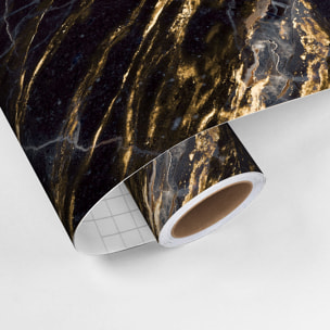 Rouleau revêtement adhésif vinyle au mètre - Sticker lavable Cuisine Meuble Armoire Porte - MARBRE FONCÉ DE BANGKOK