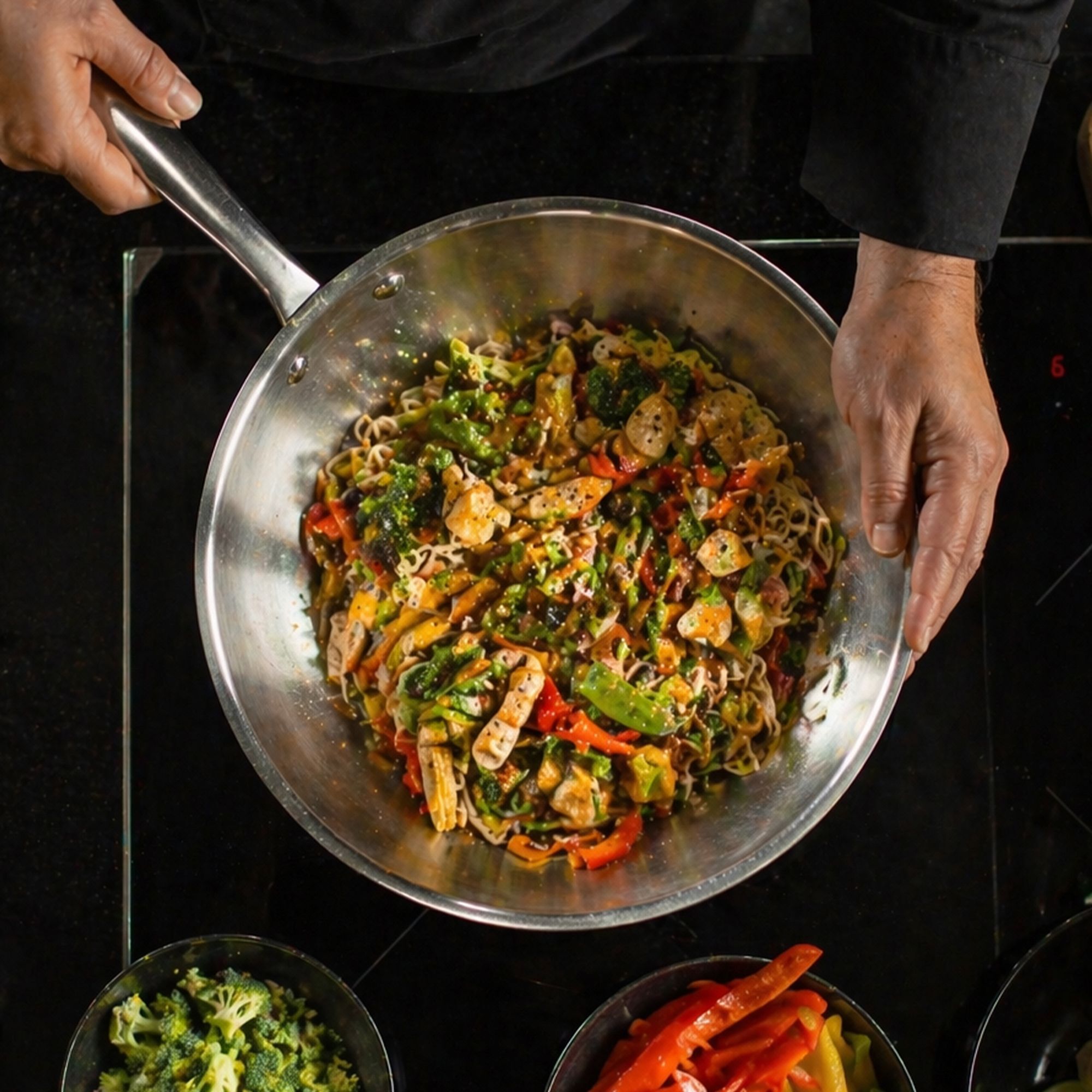 Wok en acier inoxydable 28cm - fait en France - tous feux TRIPLY