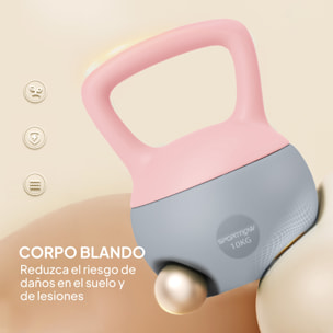 Pesa Rusa 10 kg, Soft Kettlebell Relleno de Arena Metálica y Mango Antideslizante, para Entrenamiento Culturismo en Casa, Gimnasio, Rosa Palo y Gris