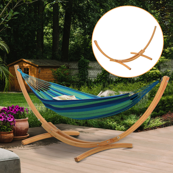 Outsunny Soporte para Hamaca de Madera 325x120x118 cm Estructura para Hamaca Doble Carga Máx. 220 kg para Jardín Terraza Interiores y Exteriores Natural