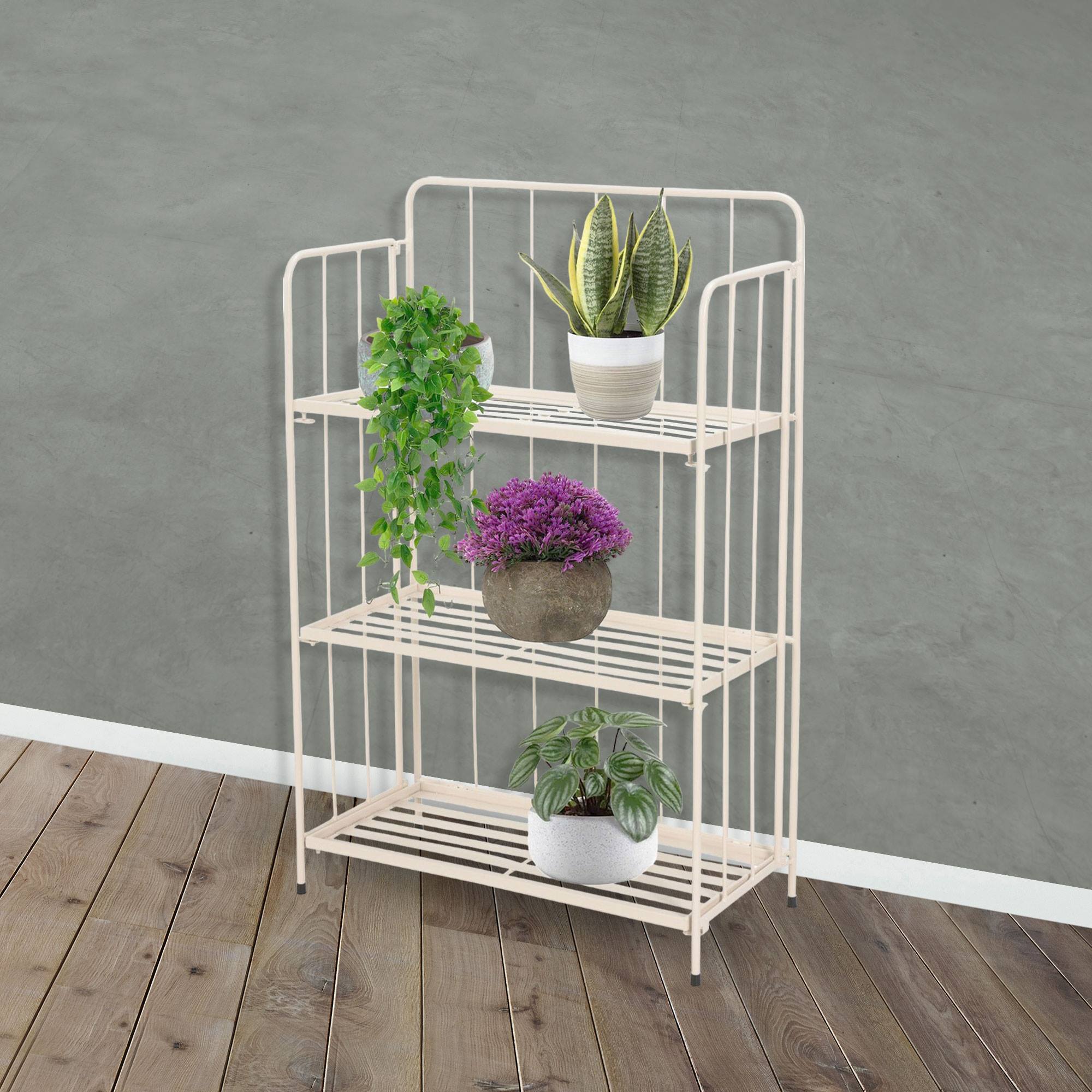 Well home - jardinera de 3 niveles en metal caliza de diseño plegable h.90cm