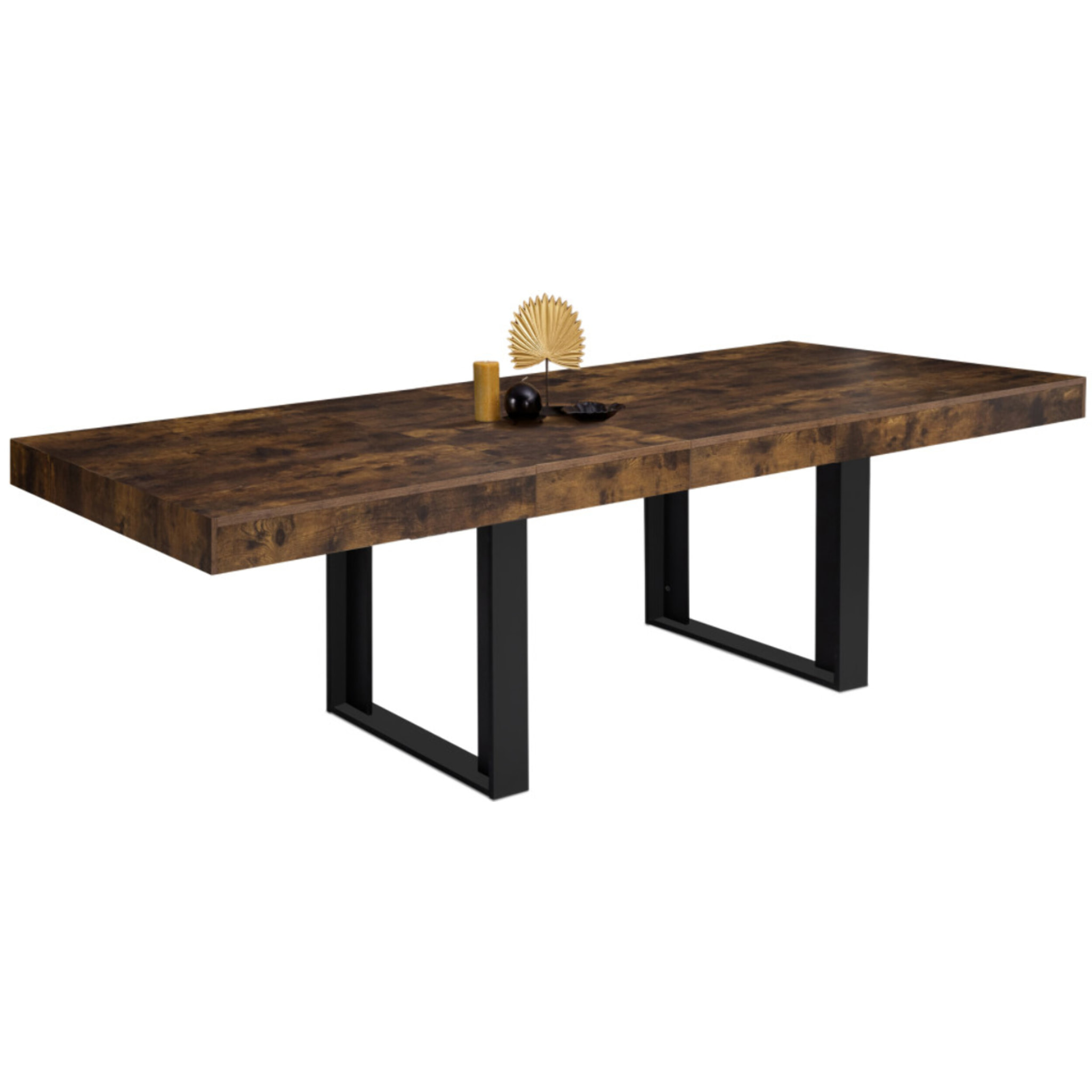 Tables à manger extensibles Brixton - Bois vieilli - Noir