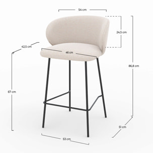 Lot de 2 chaises pour îlot central en tissu beige 68 cm - Victoria