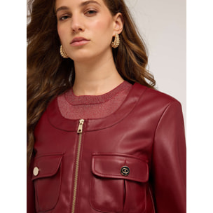 Motivi - Chaqueta corta en tejido revestido - Burgundy