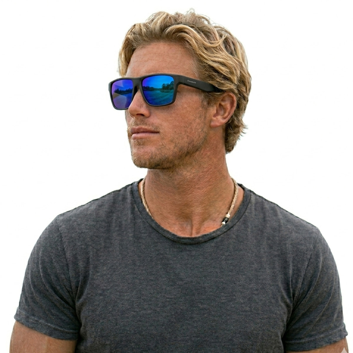 Gafas PALOALTO modelo SNOW en color Montura negra mate con lentes polarizadas Revo azules.