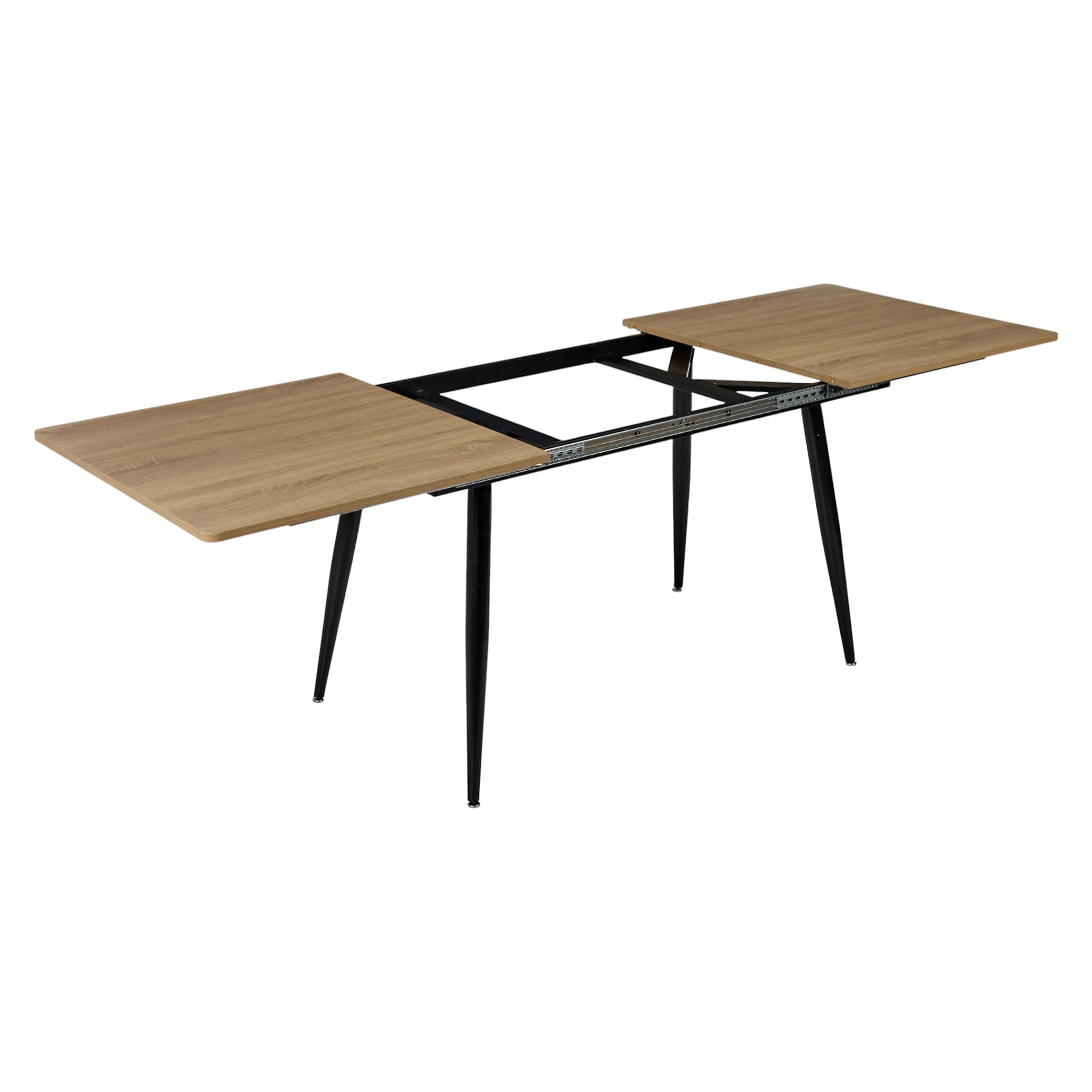Table Extensible - HOME DECO FACTORY - LOKA - Effet Bois - Pieds Métalliques - Marron et Noir