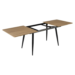 Table Extensible - HOME DECO FACTORY - LOKA - Effet Bois - Pieds Métalliques - Marron et Noir