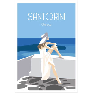 Affiche voyage le bleu de Santorin Affiche seule