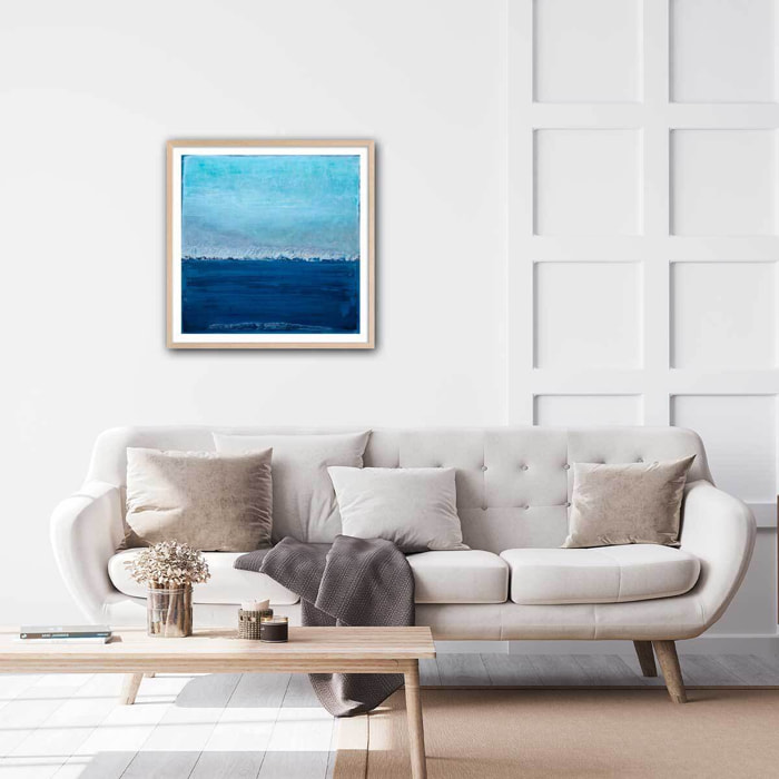 Affiche abstrait classic blue pantone Affiche + cadre en bois - Chêne