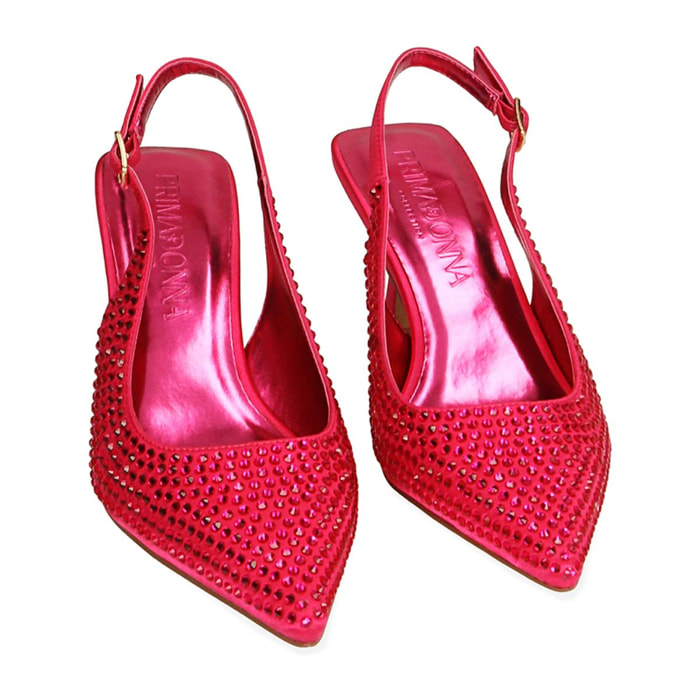 Décolleté slingback fucsia, tacco 7,5 cm