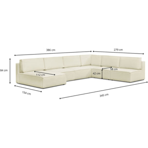 Canapé d'angle gauche convertible 9/10 places en tissu bouclé - Harper Mod