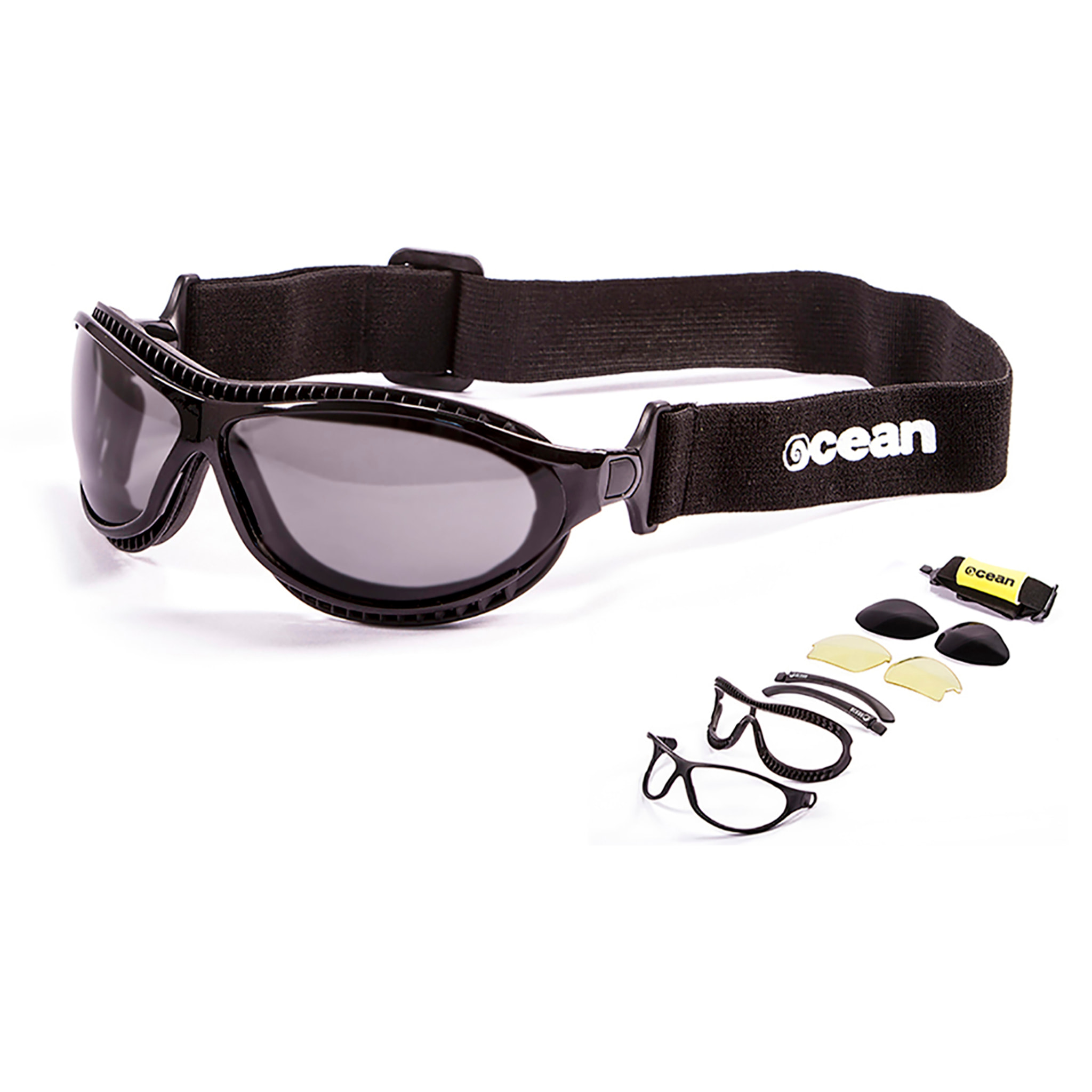 Gafas de deportes acuáticos OCEAN TIERRA DE FUEGO - Negro brillante / Ahumada
