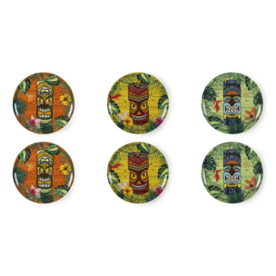 Set de 6 Assiettes à Pizza Excelsa – Tiki, Porcelaine Multicolore