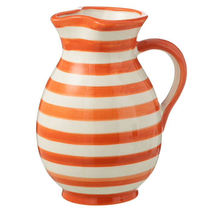J-Line cruche Granada Stripes - céramique - blanc/orange - medium