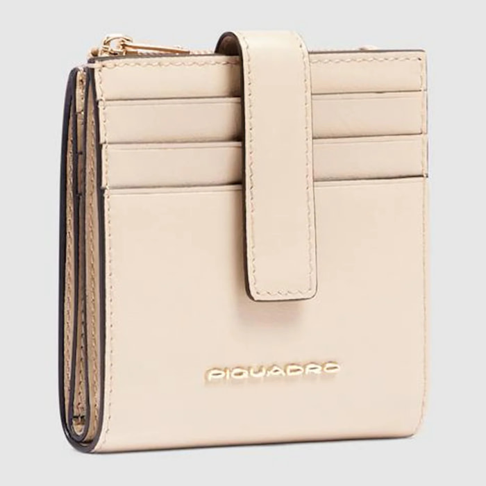 Piquadro Portacarte di credito in pelle con portamonete, schermato con protezione RFID