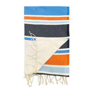 Fouta plate traditionnelle Bleu 100x200 190g/m² - Helios Bleu