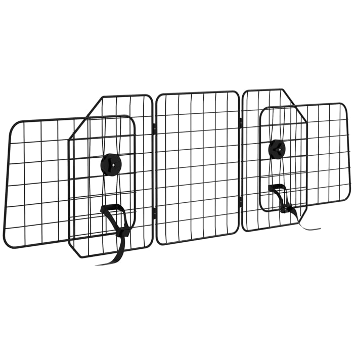 Barrera Protectora de Coche para Perros con Anchura Ajustable Rejilla para Perros de Coche Plegable de Acero 93-150x42 cm Negro