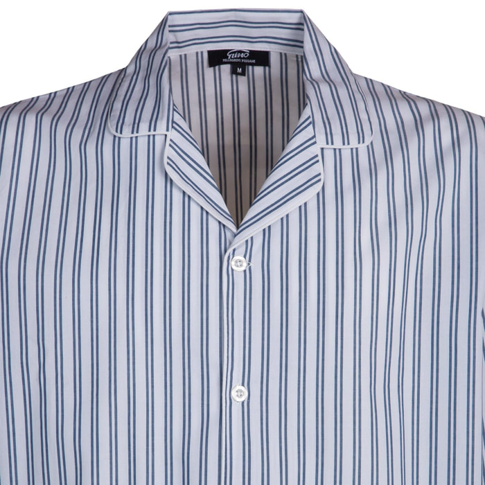 PIGIAMA UOMO in cotone righe bianche e blu