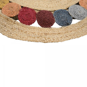 Tapis rond fait à la main en jute motif géométrique PAX