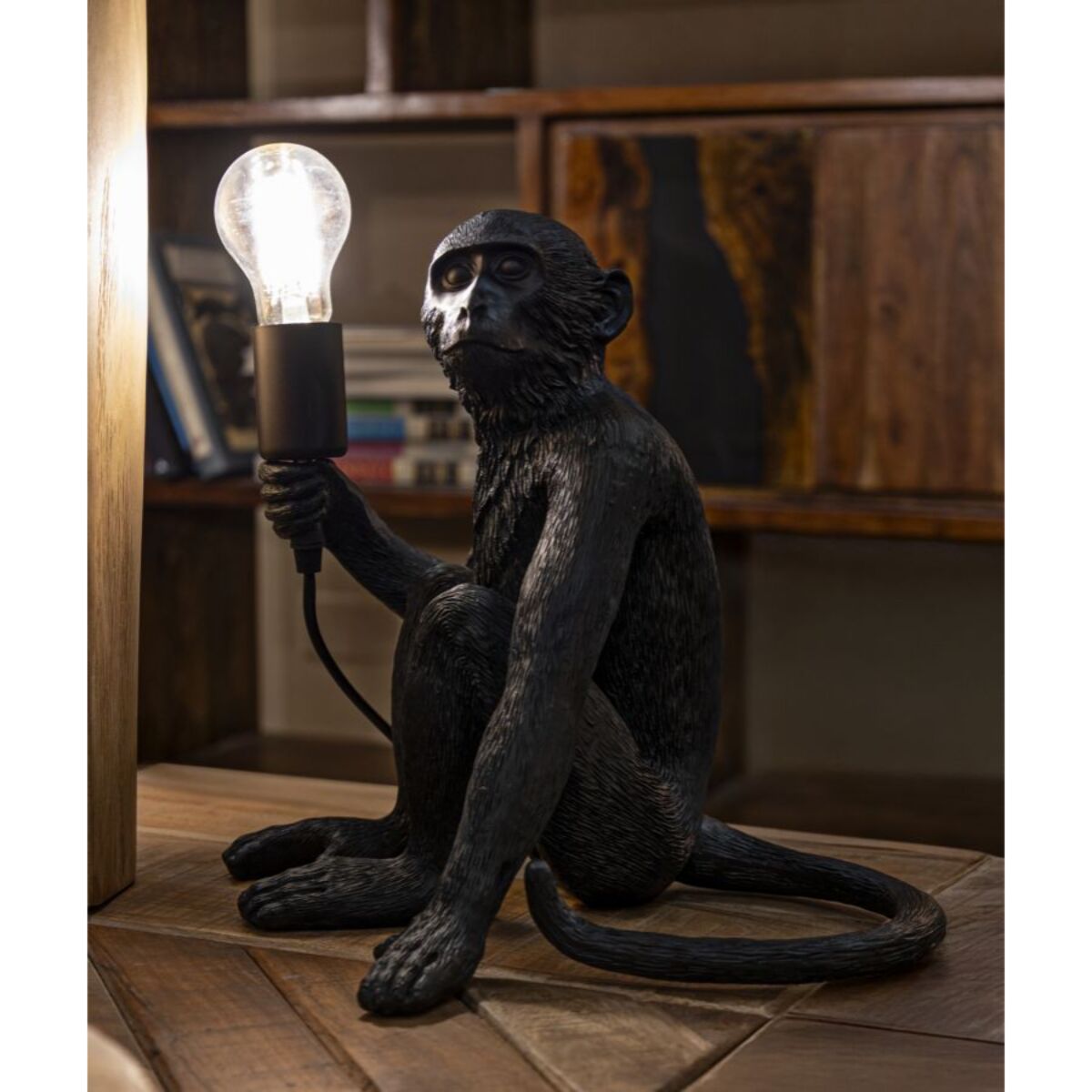LAMPADA DA TAVOLO MONKEY SEDUTA NERO CM 33X33X32