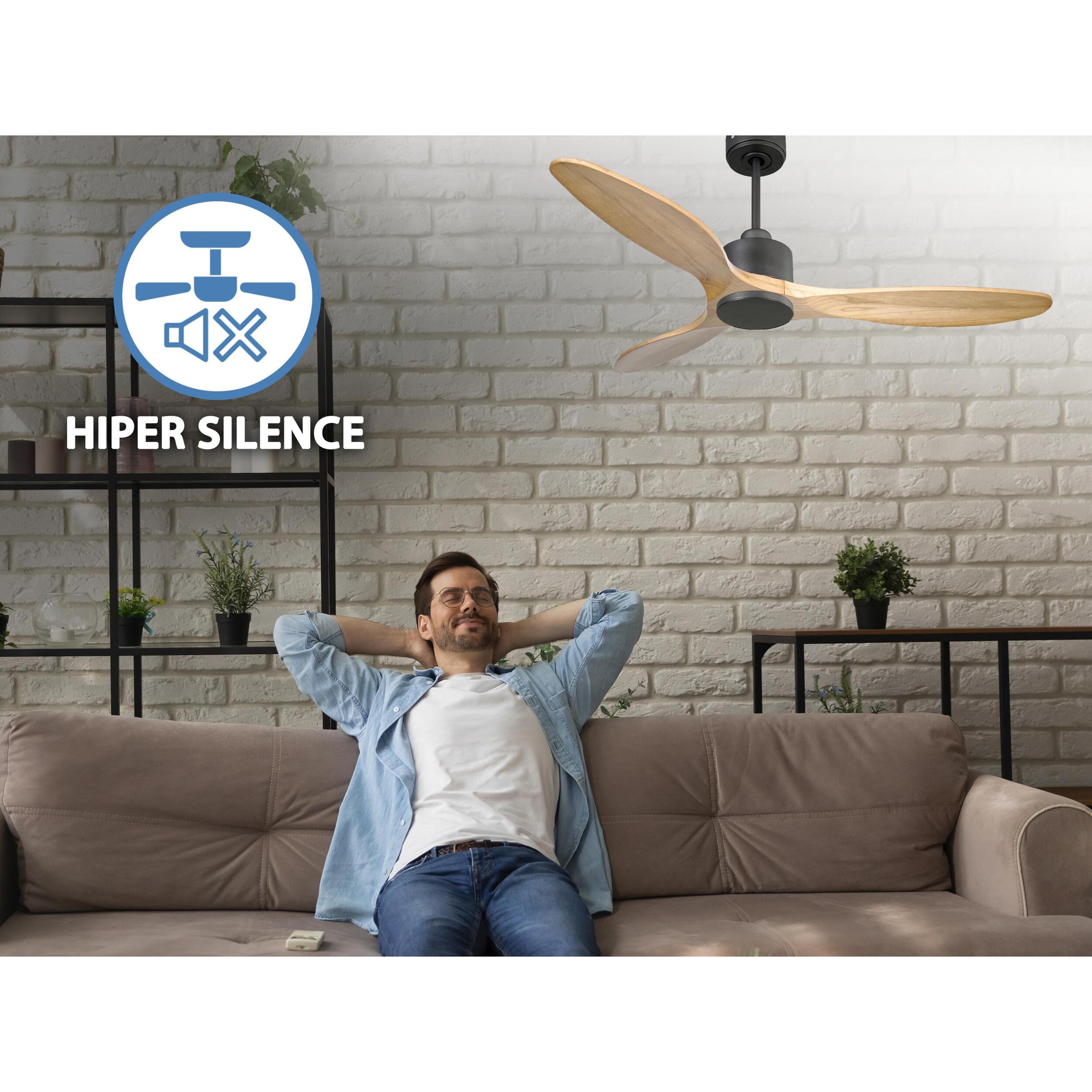 Ventilador de techo Reversible Termostato Wifi Motor DC Techos Inclinados Mando a Distancia Hypersilence Memoria SalamisD132C0367815 PURLINE