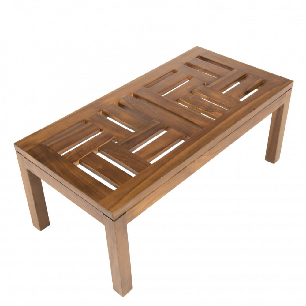 HANNA - Table basse de jardin rectangulaire 100 x 50 cm en bois teck huilé