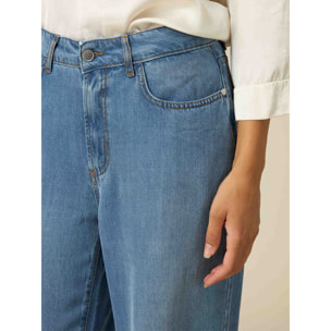 Oltre - Wide leg jeans in tencel - Light - blue