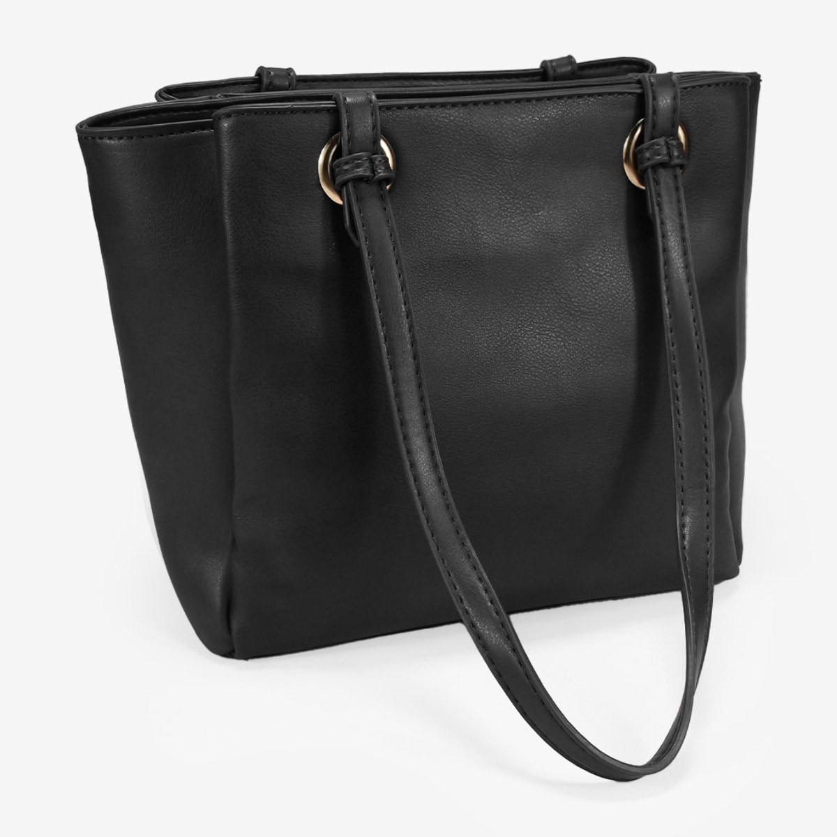 Bolso de hombro negro con tres compartimentos