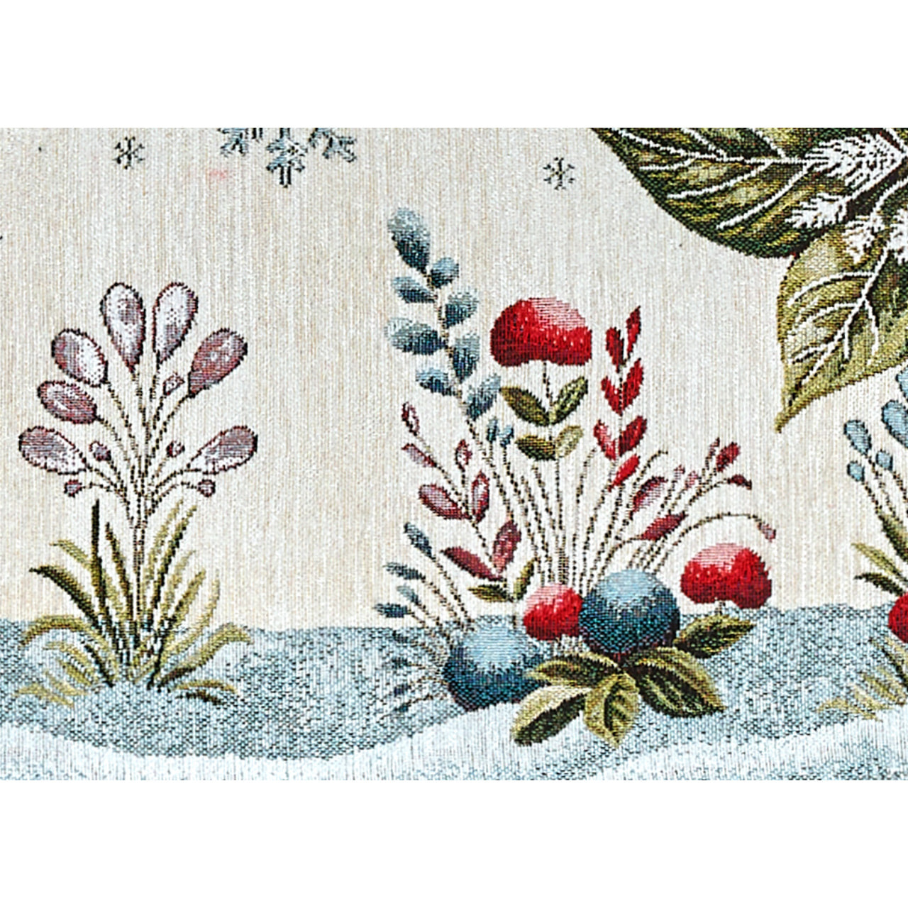 Runner Natalizio Cucina Salotto In Tessuto Gobelin Cinigliato Made in Italy Disegno Elfo Foglia