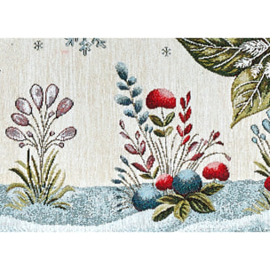 Runner Natalizio Cucina Salotto In Tessuto Gobelin Cinigliato Made in Italy Disegno Elfo Foglia