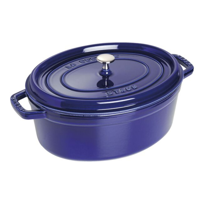 Cocotte 27 cm, Ovale, Bleu intense, Fonte