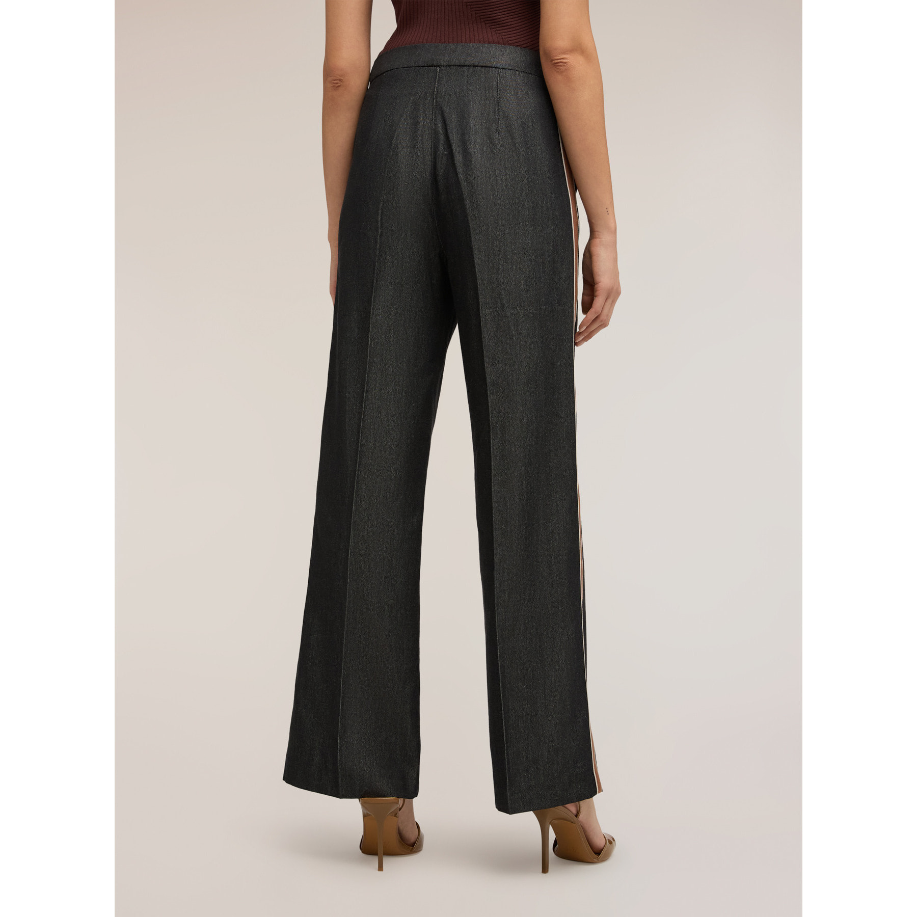 Motivi - Pantalones palazzo con bandas laterales - Azul