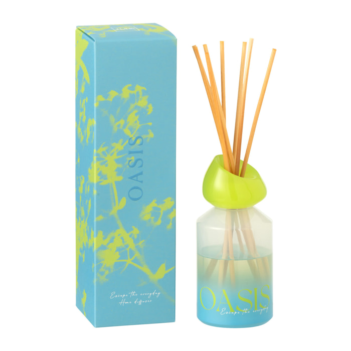 J-Line Bâtonnets parfumés Oasis Solvant - Spring Ivy & Neroli - verre - bleu/vert - small