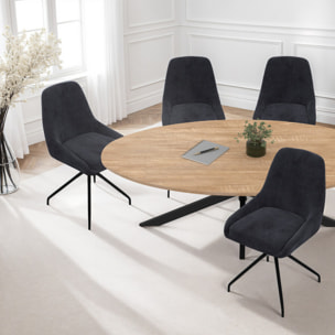 Chaises Olivia pivotantes velours gris pieds métal - lot de 4