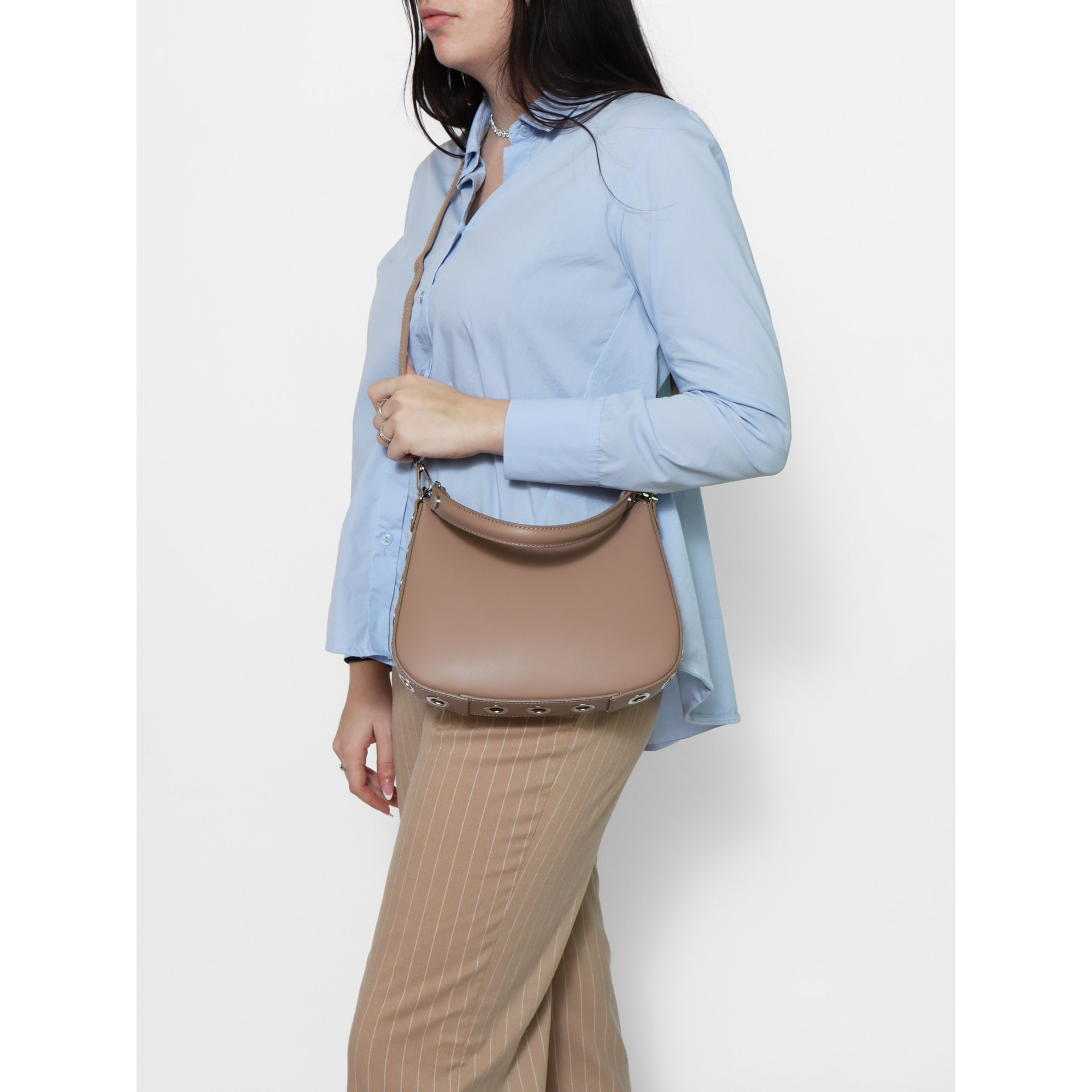 Borsa a spalla da donna - Modello False - 100% pelle ruga - 26.0 x 18.0 x 4.0 cm